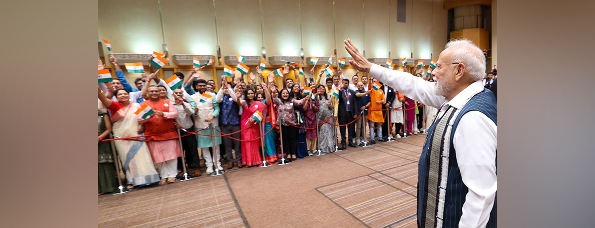 Hon’ble Prime Minster Shri Narendra Modi received welcome by Indian Community upon his arrival in Tokyo.