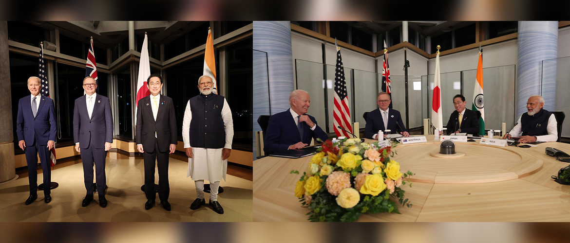  Prime Minister Shri Narendra Modi,  Prime Minister of Australia, H.E. Anthony Albanese, Prime Minister of Japan, H.E. Fumio Kishida and President of the USA, H.E. Joe Biden at the 3rd in-person Quad Leaders’ Summit</br>
20 May, 2023